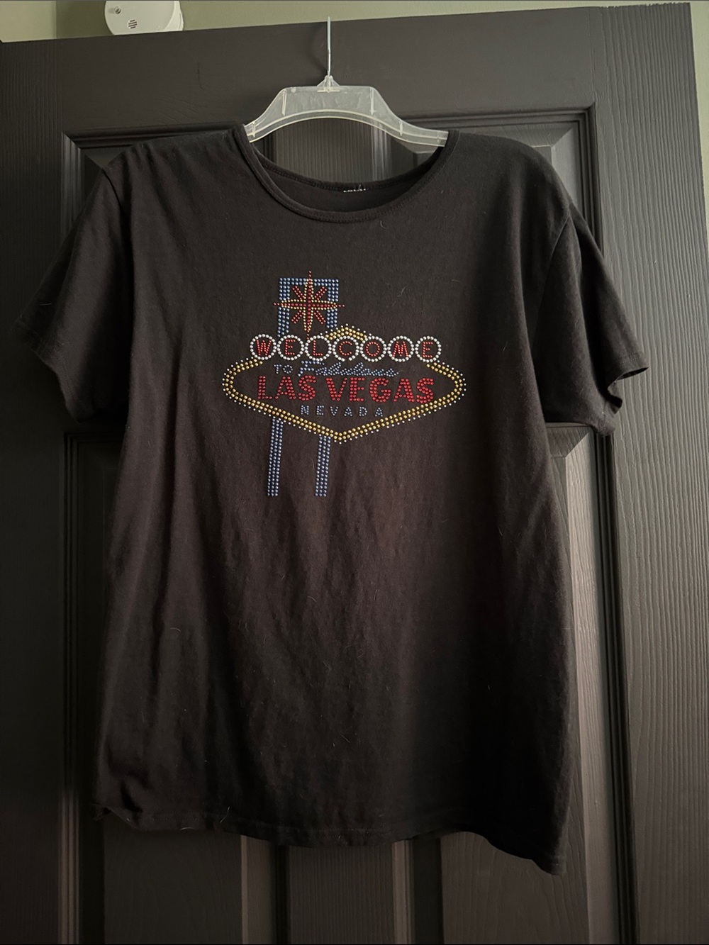 Black Las Vegas Rhinestone Logo Tee